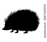 Hedgehog Silhouette Black Vector Illustration on White Background