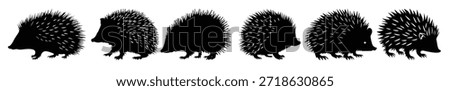 hedgehog silhouette clipart set vector illustration