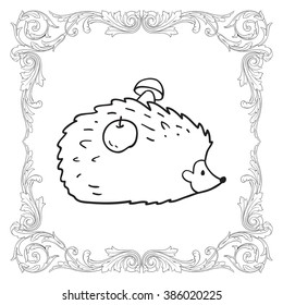 Hedgehog silhouettes on the white background - vector.