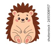 Hedgehog sitting. Hand drawn isolated on white background