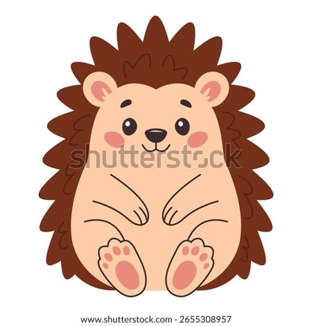 Hedgehog sitting. Hand drawn isolated on white background