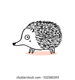 Hedgehog sketch, hand drawn vector illustration