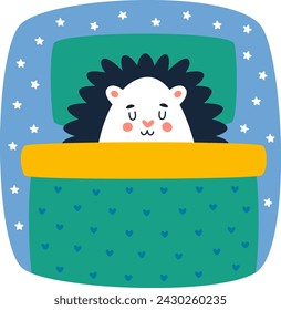Erizo Durmiendo En La Cama Ilustración Vectorial