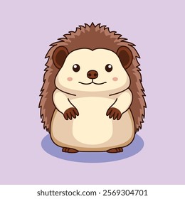 Hedgehog Smiling Flat Vector Cartoon Illustration