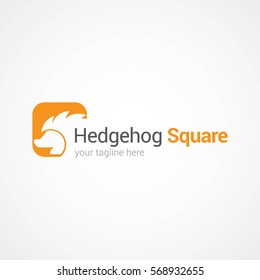 Hedgehog Square logo Design Vector. Flat Style
