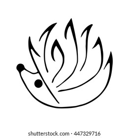 Hedgehog stylization icon logo. Line graphics sketch 
