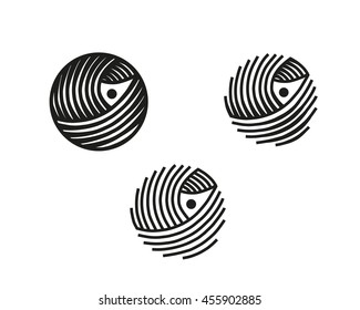 Hedgehog stylization icon logo. Line graphics sketch 