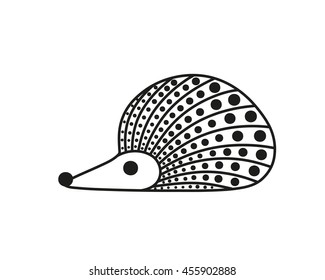 Hedgehog stylization icon logo. Line graphics sketch 