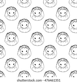 Hedgehog stylized line fun seamless pattern for kids and babies. Cute Hedgehog animal fabric design for textile linen and apparel.