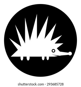 Hedgehog symbol button on white background. Vector illustration.