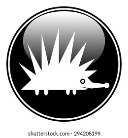 Hedgehog symbol button on white background. Vector illustration.