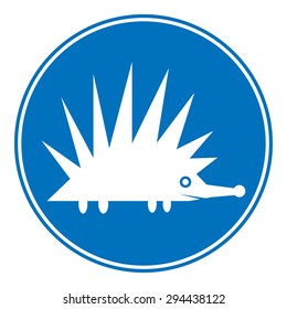 Hedgehog symbol button on white background. Vector illustration.