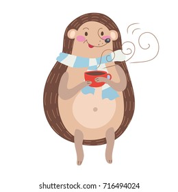 a hedgehog with tea