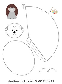 Hedgehog template for coloring and building for games