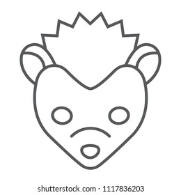 Hedgehog thin line icon, animal and zoo, pet sign vector graphics, a linear pattern on a white background, eps 10.