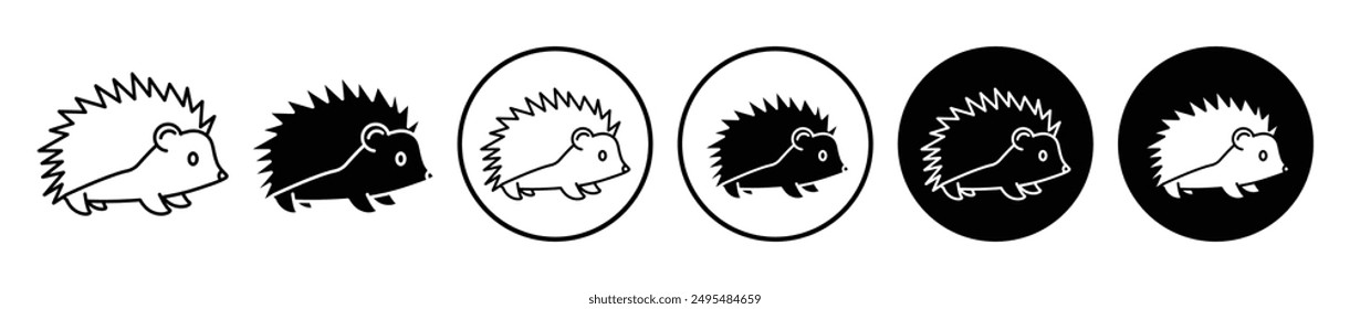 Hedgehog thin line vector icon set.