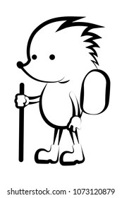 Hedgehog tourist character with a backpack