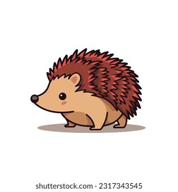 hedgehog vector 2d flat color white background