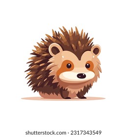 hedgehog vector 2d flat color white background