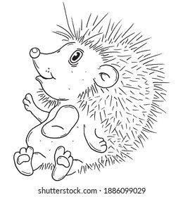 Hedgehog. Vector cartoon cheerful hedgehog.