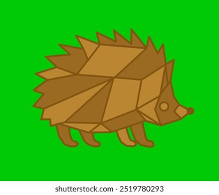 Ouriço. Vetor Hedgehog. Projeto geométrico do ouriço. Hedgehog fundo verde.