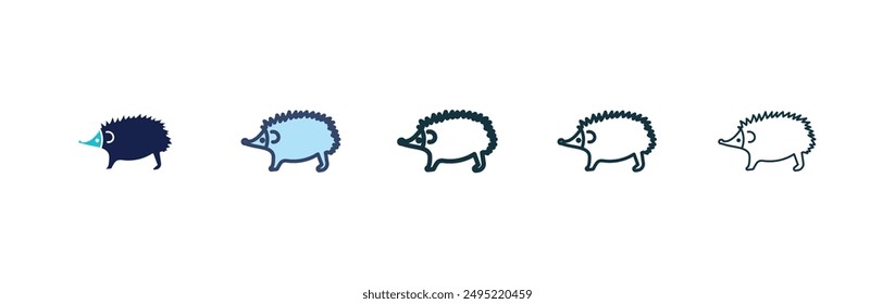Hedgehog vector icon set black filled and outlined style.