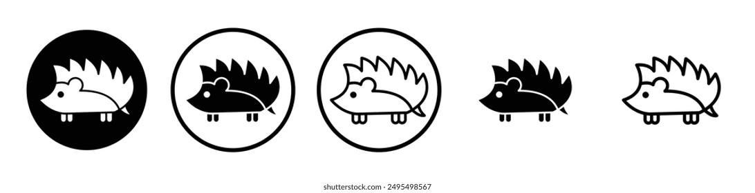 Hedgehog vector icon set in black and white color.
