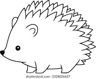 Hedgehog vector illustration. Black and white outline Hedgehog coloring book or page for children