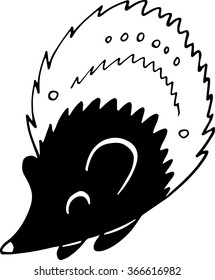Hedgehog vector illustration. Black and white sketch