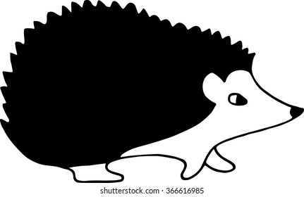 Hedgehog vector illustration. Black and white sketch