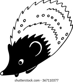 Hedgehog vector illustration. Black and white sketch