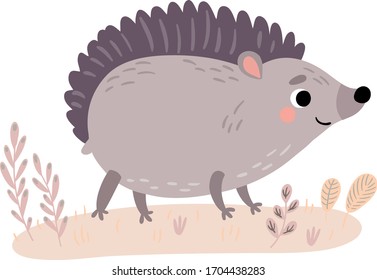 Hedgehog. Ilustración vectorial con carácter bonito.