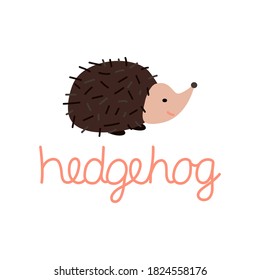 Hedgehog, Vektorgrafik. Flaches Zeichnen und Schreiben. 