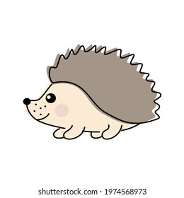 Hedgehog vector isolated on white background. Cute cartoon animal drawing illustration. Colored doodle.