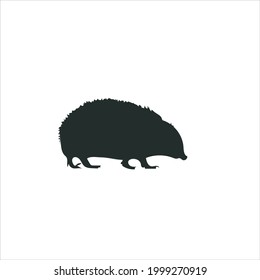 Hedgehog Vector Silhouette isolated on white background.