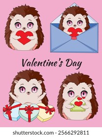 Hedgehog vector valentines animal group illustrator