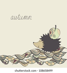 Hedgehog walking through leaves