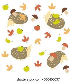 Hedgehog walking through leaves