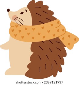 Hedgehog Wearing Scarf Vector Illustration