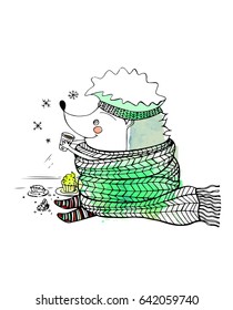 Hedgehog wrapped scarf