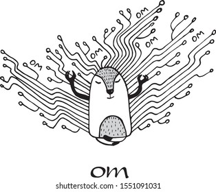 hedgehog yoga, circuits on the motherboard,