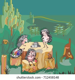 hedgehoges in the forest