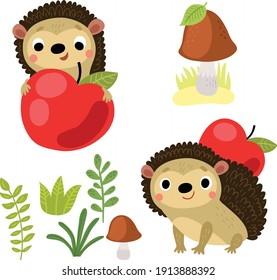 Hedgehogs with apple and mushrooms