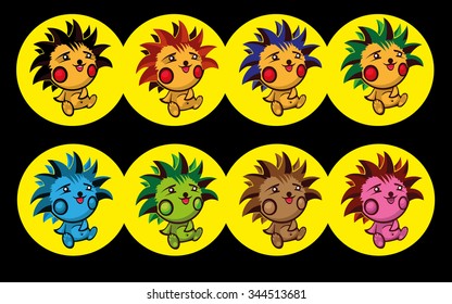 Hedgehogs in different colors
