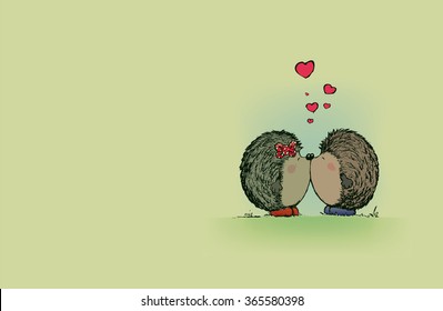 Hedgehogs in love.Valentine's day card design with two cute hedgehogs