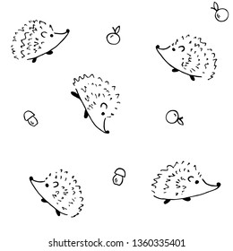 Hedgehogs. Seamless vector pattern. Hand drawing texture	