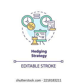 Hedging strategy concept icon. Maturity matching. Type of working capital approach abstract idea thin line illustration. Isolated outline drawing. Editable stroke. Arial, Myriad Pro-Bold fonts used