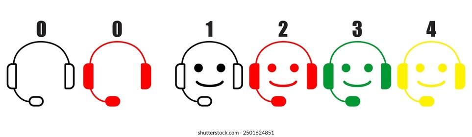 hedphone Customer service editable stroke and solid web icon set. Vector illustration
