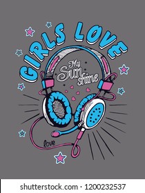 Hedphone , Girls Love Slogan Print