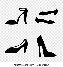 Heel icons set. set of 4 heel filled icons such as woman shoe, heel sandals